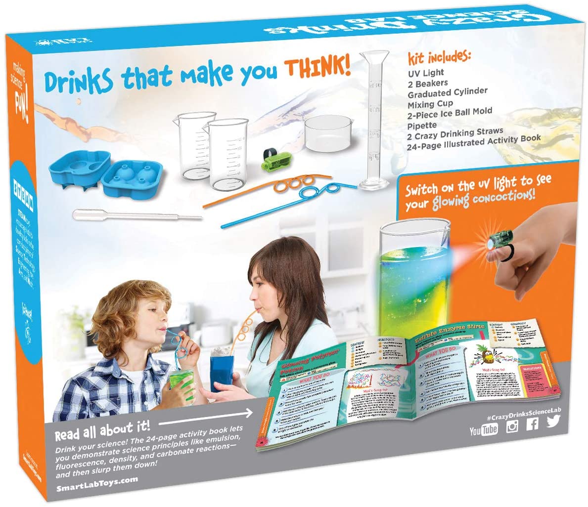 Science kit for making glowing, colorful drinks with various lab tools for Smart Lab 00572