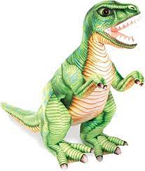 Green T-Rex dinosaur toy, standing and roaring for Real Planet TY57G, front view