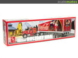 Model kit box art: Coca-Cola holiday trailer and semi-truck for AMT Model Kit AMT1165
