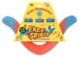 Yellow box for Free Spirit Boomerangs, showing skill levels and distance for Channel Carft BRFS