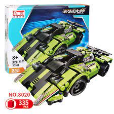Green and black RC racing car and truck building set for Qihui QIH08020