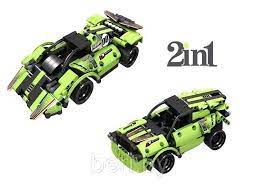 Two green RC racing vehicles, one truck and one car, for play for Qihui QIH08020