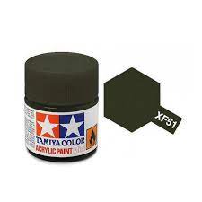 Tamiya acrylic paint pot with color swatch labeled XF51 for Tamiya Paints X-20A, label view, product view 23