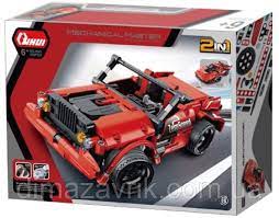 Red RC racing car toy set, 2-in-1 buildable vehicle for Qihui QIH08025