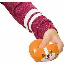 Corgi plush toy held by a hand, showing a cozy, knitted sleeve design for Toy Smith 7799
