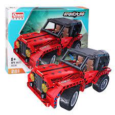 Red brick RC car set, two models, for building and playing for Qihui QIH08017