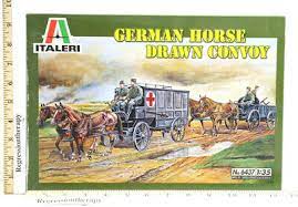 German horse-drawn convoy diorama model kit box art for Italeri 6437