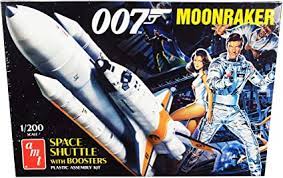 Space shuttle with boosters model kit box art featuring James Bond for AMT AMT1208-Returns