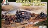 German horse-drawn convoy model kit box art showing military wagons and horses for Italeri 6437