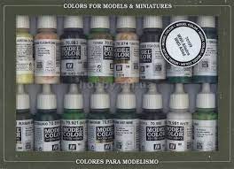 Set of Vallejo model acrylic paints for painting scale models for 70109