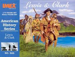 Lewis and Clark figures in a historical outdoor scene for IMEX 523