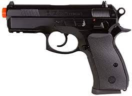 Black airsoft pistol with black grip and orange tip for Evike AP-ASG-50015