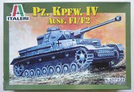 German Panzer IV tank model kit box art, showing the tank in action for Italeri 6217