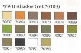 Color swatch chart for Vallejo WWII Allies paint set, showing 20 shades for 70109