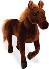 Stuffed brown horse toy, standing pose, realistic texture for Real Planet HR28BR