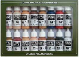 Set of 16 model acrylic paints in earth tones for painting miniatures for Vallejo 70141