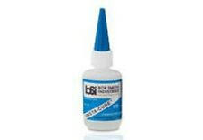 White bottle with blue cap and label for Insta-Cure Super Thin adhesive for BSI 101, label view, product view 2