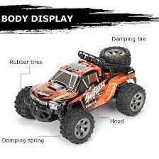 Remote control monster truck body display with tires and springs for Banggood Toys 58679, rear view