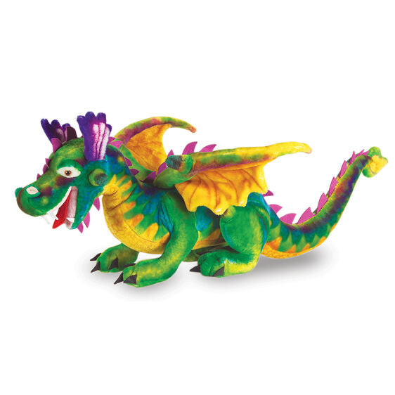 Colorful stuffed dragon toy with wings and tail for Melissa and Doug 2121
