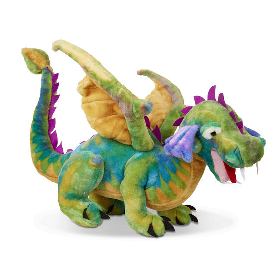 Green and yellow stuffed dragon toy with wings for Melissa and Doug 2121