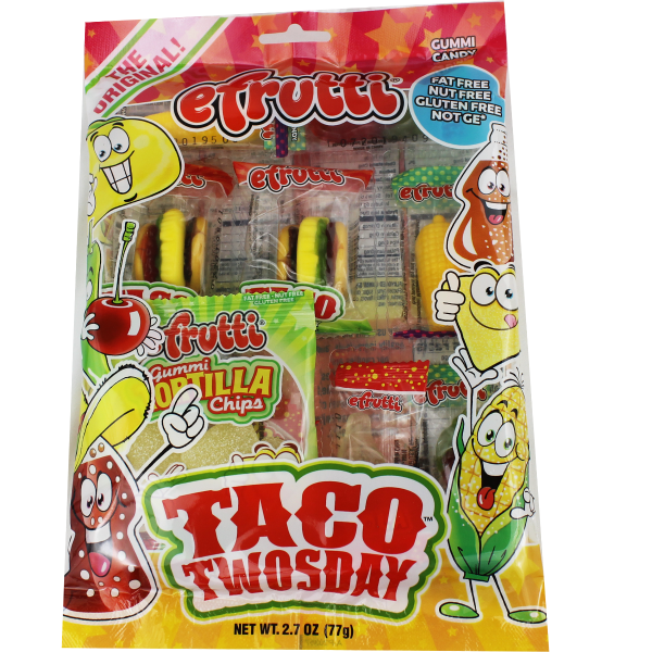 Taco Twosday Gummi Candy 2.7 Oz Peg Bag | 49135 | E. Frutti