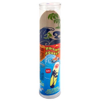 Surfboard-themed toy in a cylindrical container for Channel Carft ROARR