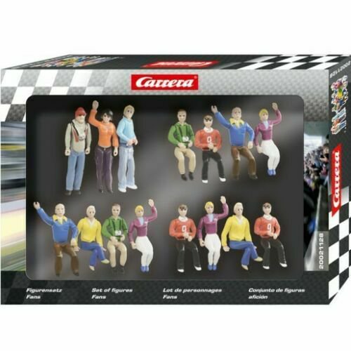 Action figures set featuring various racing characters for Carrera 21128