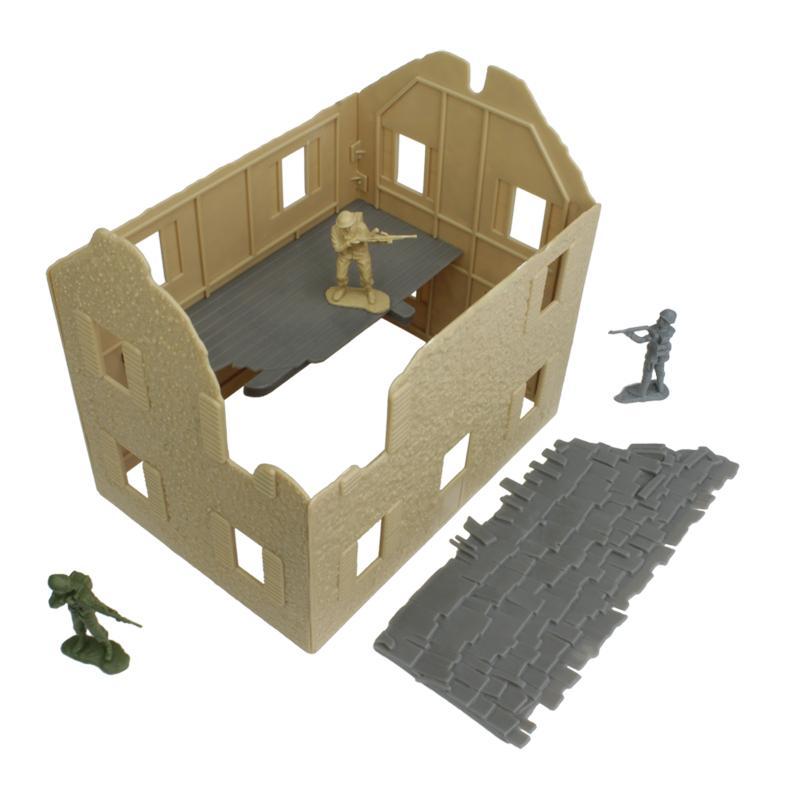 D-Day diorama set with building facade, figures, and grey paving stones for BMC 40009