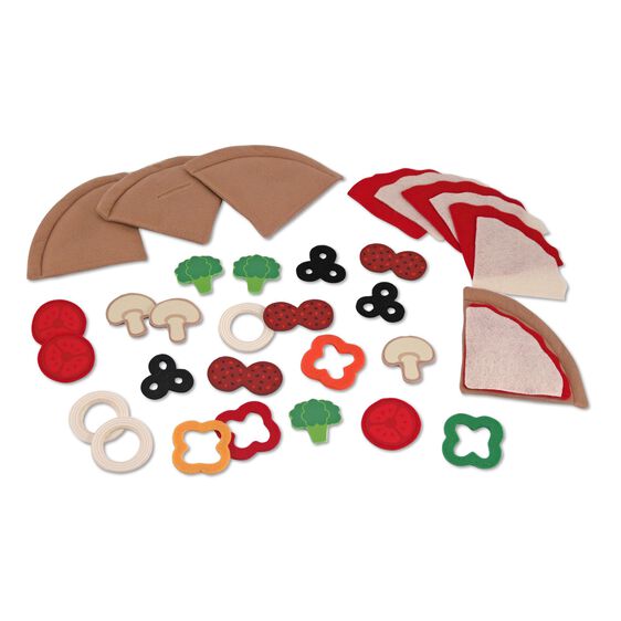 Felt food pizza set with felt toppings for imaginative play for Melissa and Doug 3974