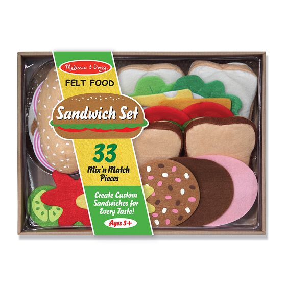 Felt play food sandwich set with 33 pieces for crafting custom sandwiches for Melissa and Doug 3954