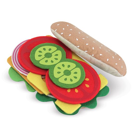 Felt play food set with felt sandwich pieces and a bread loaf for Melissa and Doug 3954