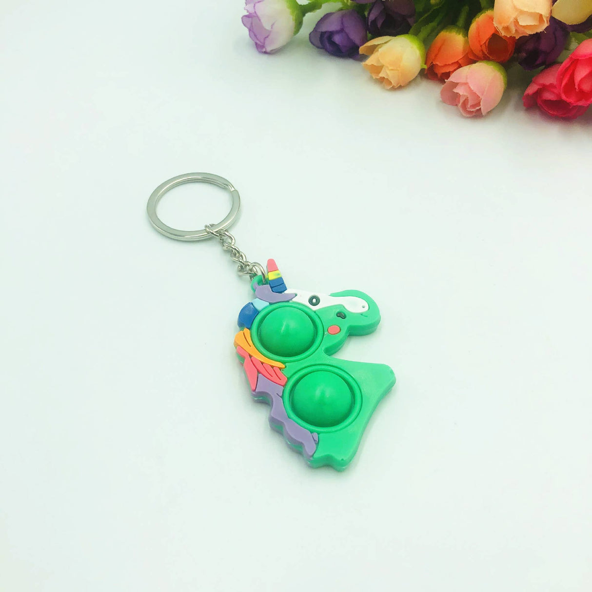 Fidget Toy Pop It Fingertip Toy Keychain | FH2928 | Faire-Faire-Green Unicorn-ProTinkerToys