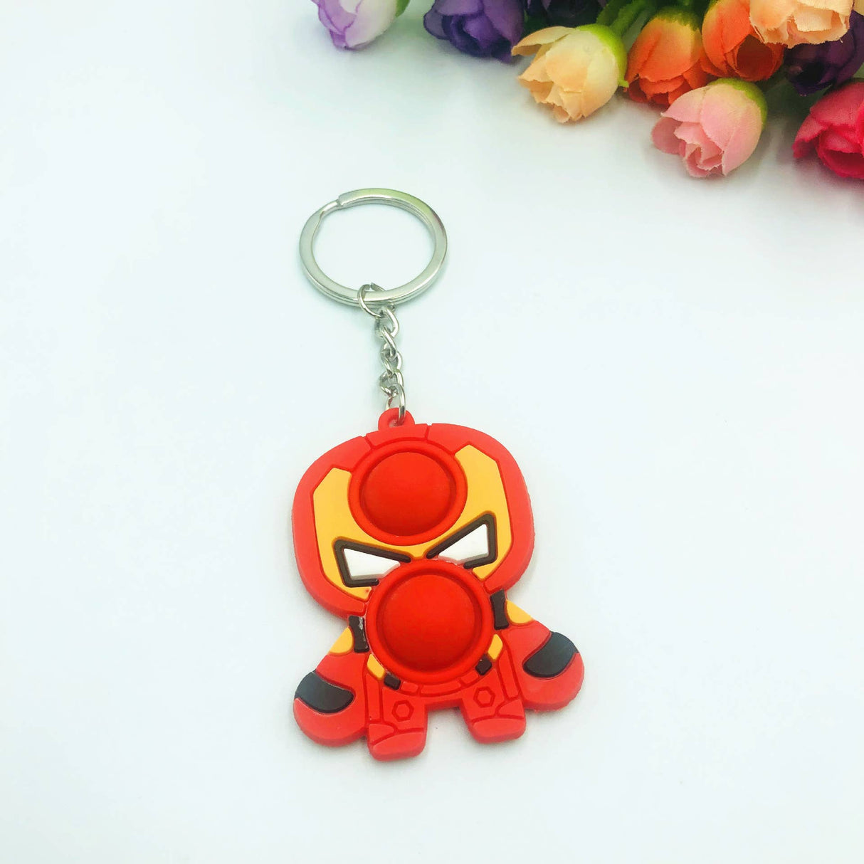 Fidget Toy Pop It Fingertip Toy Keychain | FH2928 | Faire-Faire-Red Ironman-ProTinkerToys