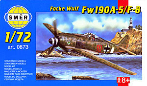 Scale model kit box art: Focke Wulf Fw190A-5/F-8 aircraft on water for SMER 0873