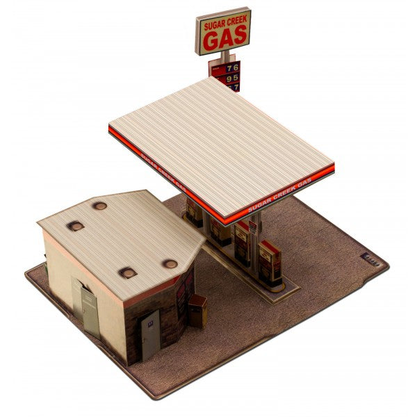 Model kit of a gas station with canopy and small building for Innovative Hobby Supply BK3208