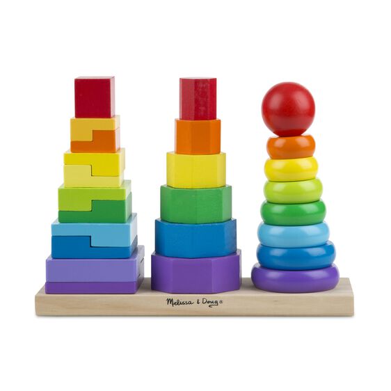 Colorful stacking toy set with wooden base for toddlers to build and play for Melissa and Doug 567