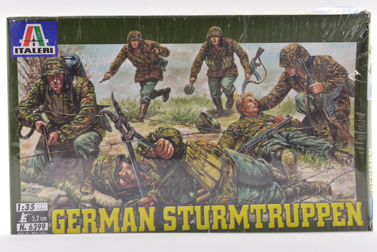 Diorama box art: German assault troops in action, 1/35 scale model kit for Italeri 6399