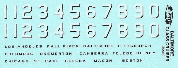 Number set for model kit: 1234567890, showing hull numbers for Atlantis Model Co ALM457