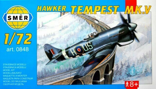 Scale model kit box art featuring a Hawker Tempest MK. V aircraft for SMER 0848
