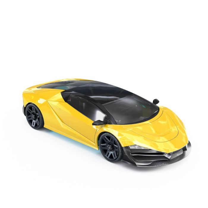 Yellow and black model car with sporty design for HexBug 434-7134