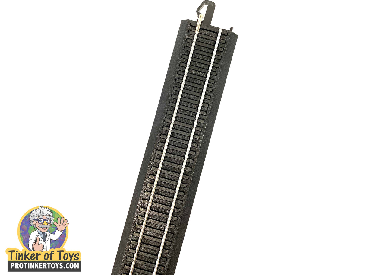 Straight model railroad track section, black base with silver rails for Bachmann BAC44486