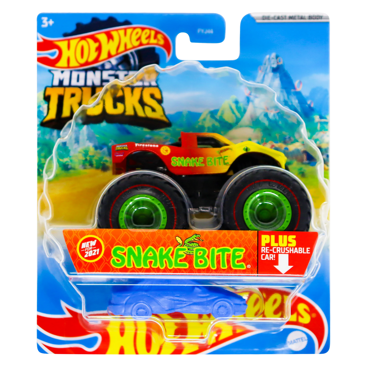 Hot Wheels Monster Trucks W/ Re-Crushable Car | FYJ44 | Mattel