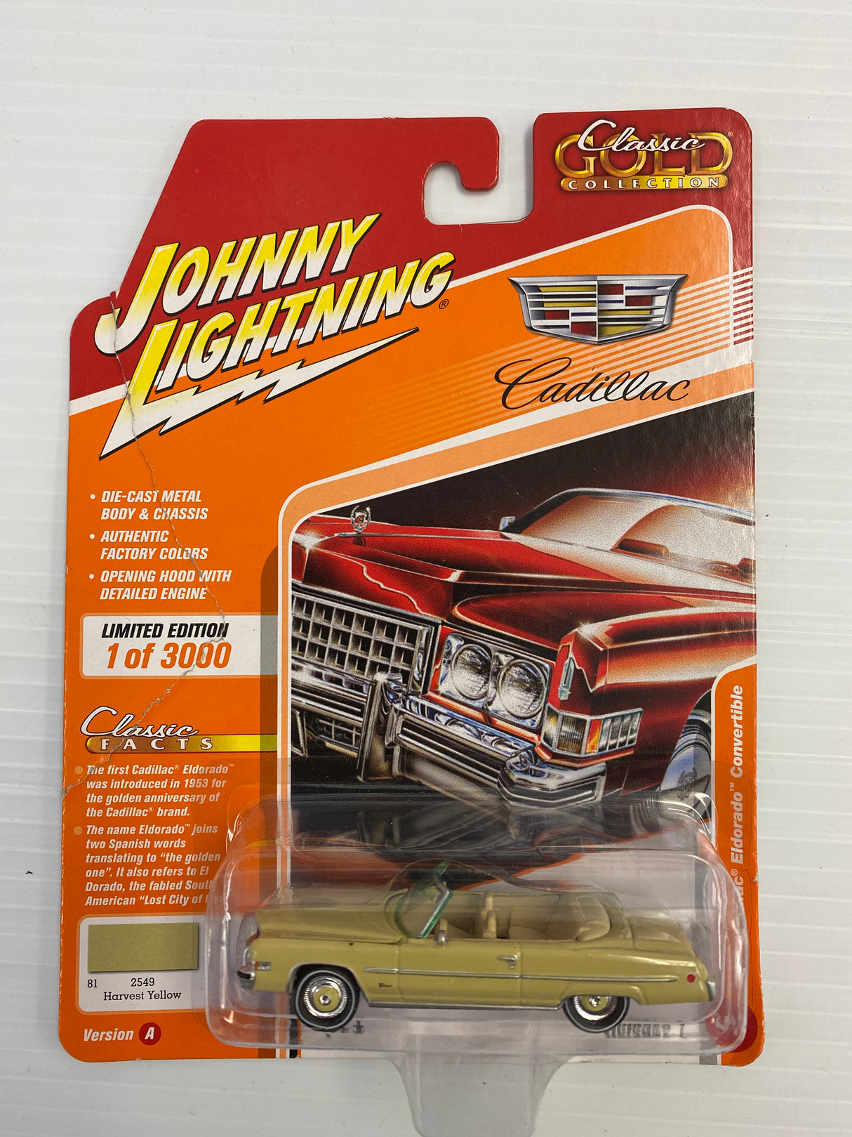 Assortment of Johnny Lightning Classic Cold Collection | A | JLCG021 | Johnny Lightning-Round2 Returns-JLCG020-A-2-5 | 1973 Cadillac Elderado Convertibe Yellow | Johnny LIghning Die Cast-ProTinkerToys