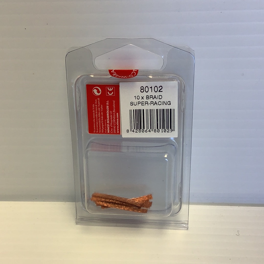 Copper braid wire in clear plastic packaging, labeled 10 x Braid Super-Racing for NINCO 80102
