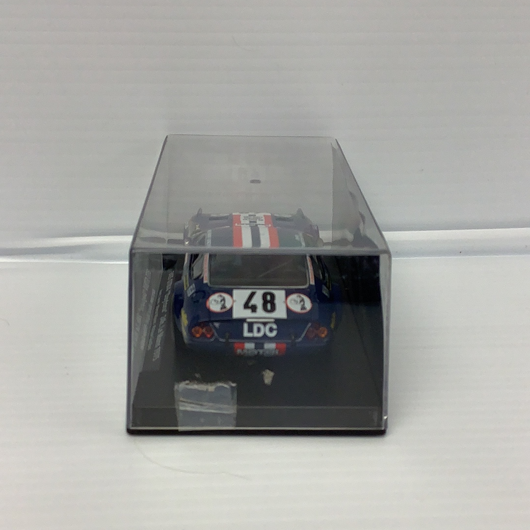 Slot car of a 1975 365 GTB/4 race car in a display case for Fly Car 88155