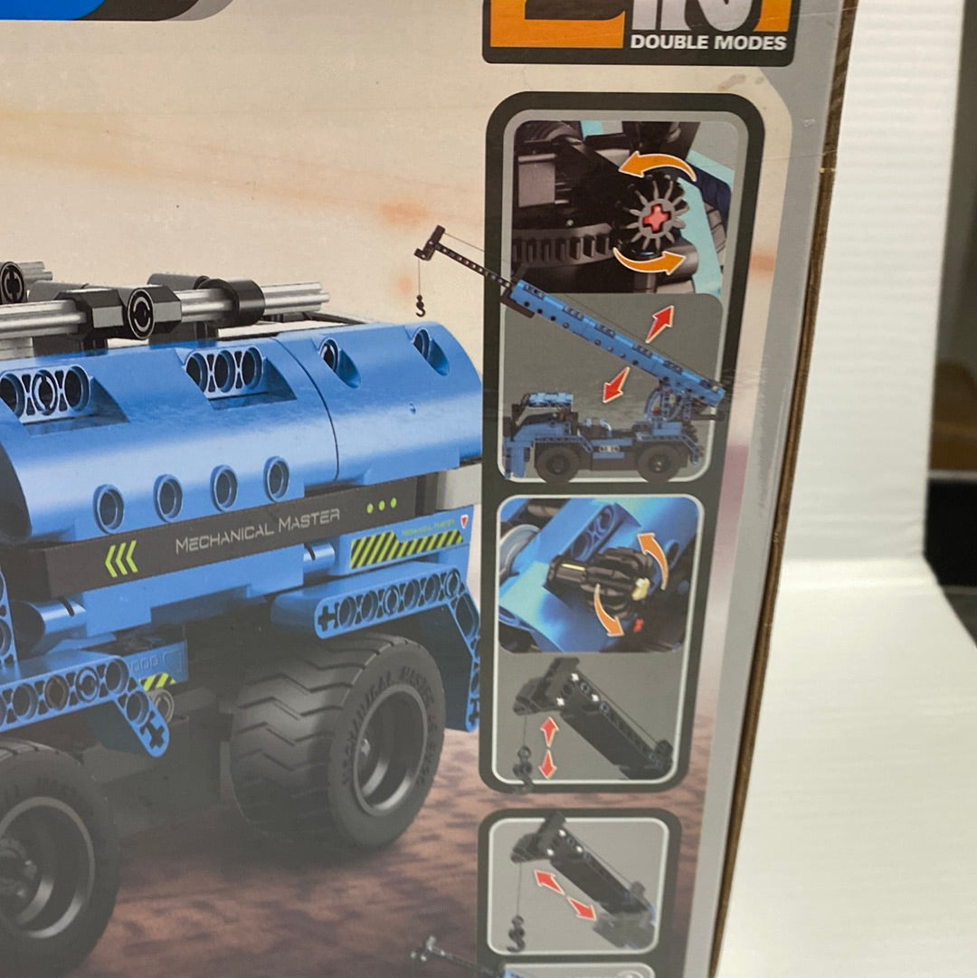 Crane and truck assembly steps showing transformation into two modes for Qihui QIH08024