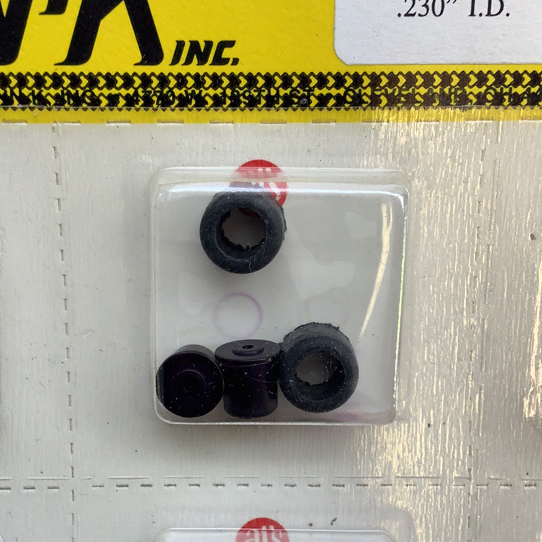 Small black silicone axles and hubs for model train wheels for HO Tires w/hubs Silicone .063”axle dia 784