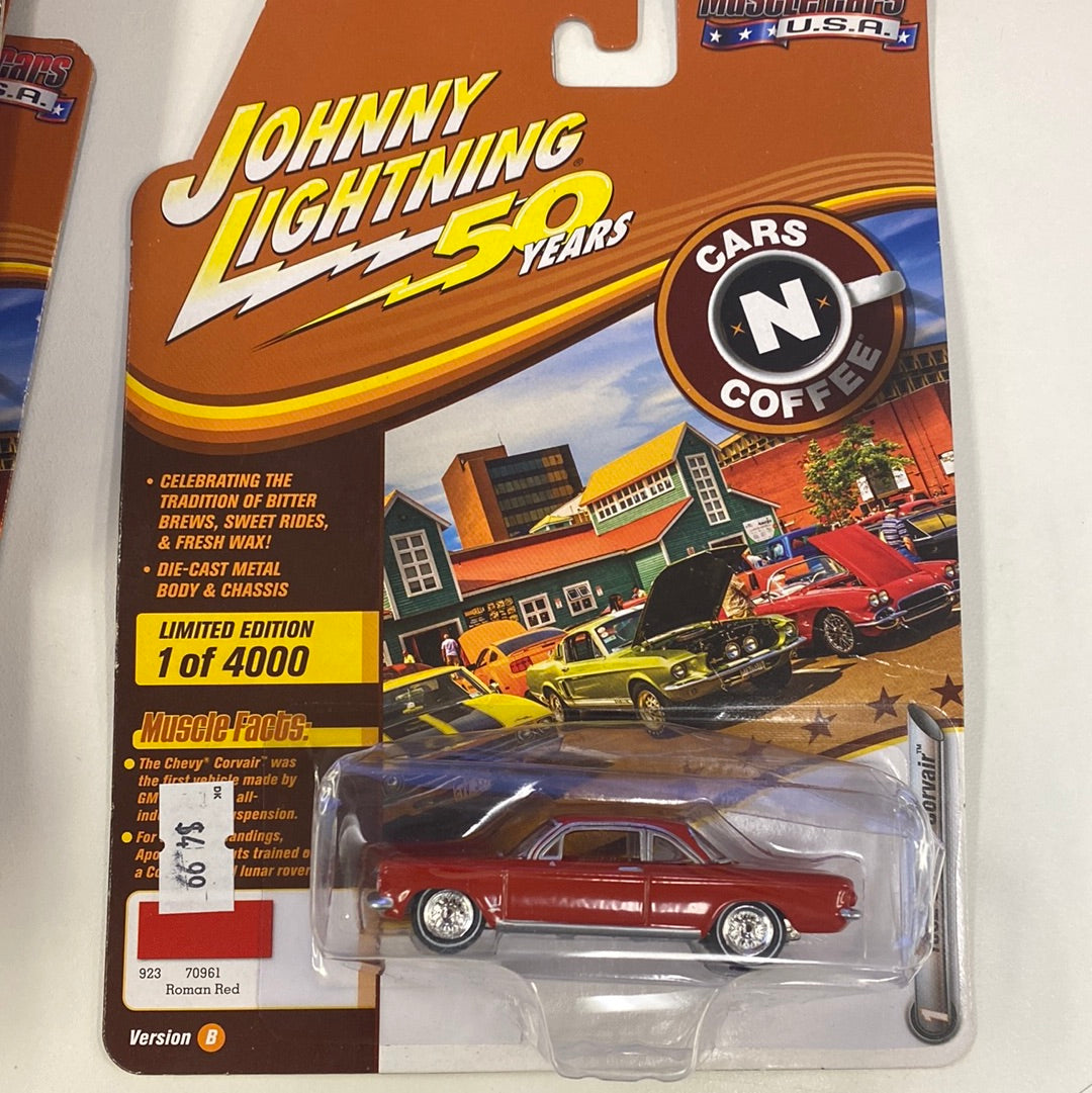 Johnny Lightning 50 Years Muscle Cars U.S.A | JLMC020 | Johnnny Lighting Die Cast-Round2 Returns-JLMC020-B-1 | 1962 Chevy Corvair Red | Johnny Lightning Die Cast-ProTinkerToys