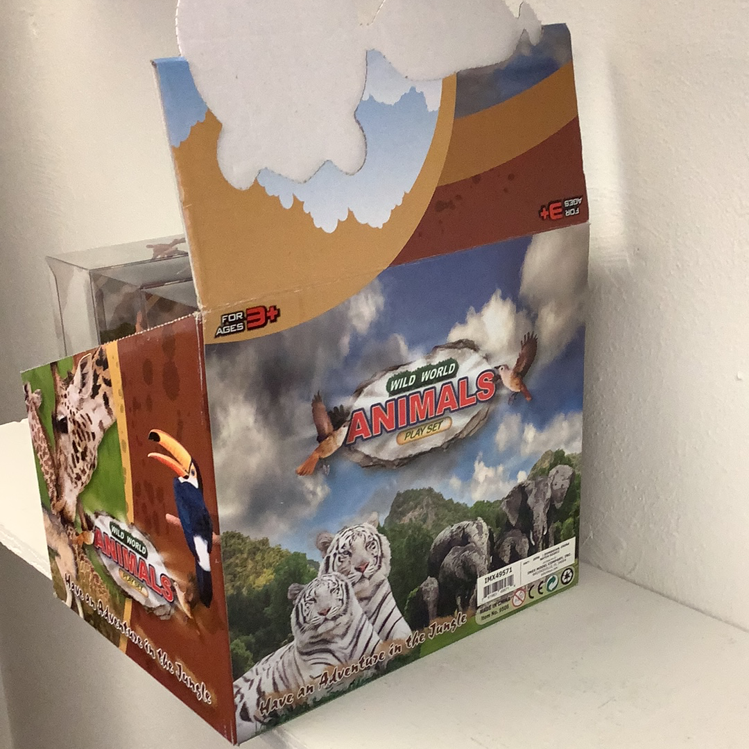 Wild World Animals play set box featuring jungle animals for ages 3+ for Schylling IMX49571