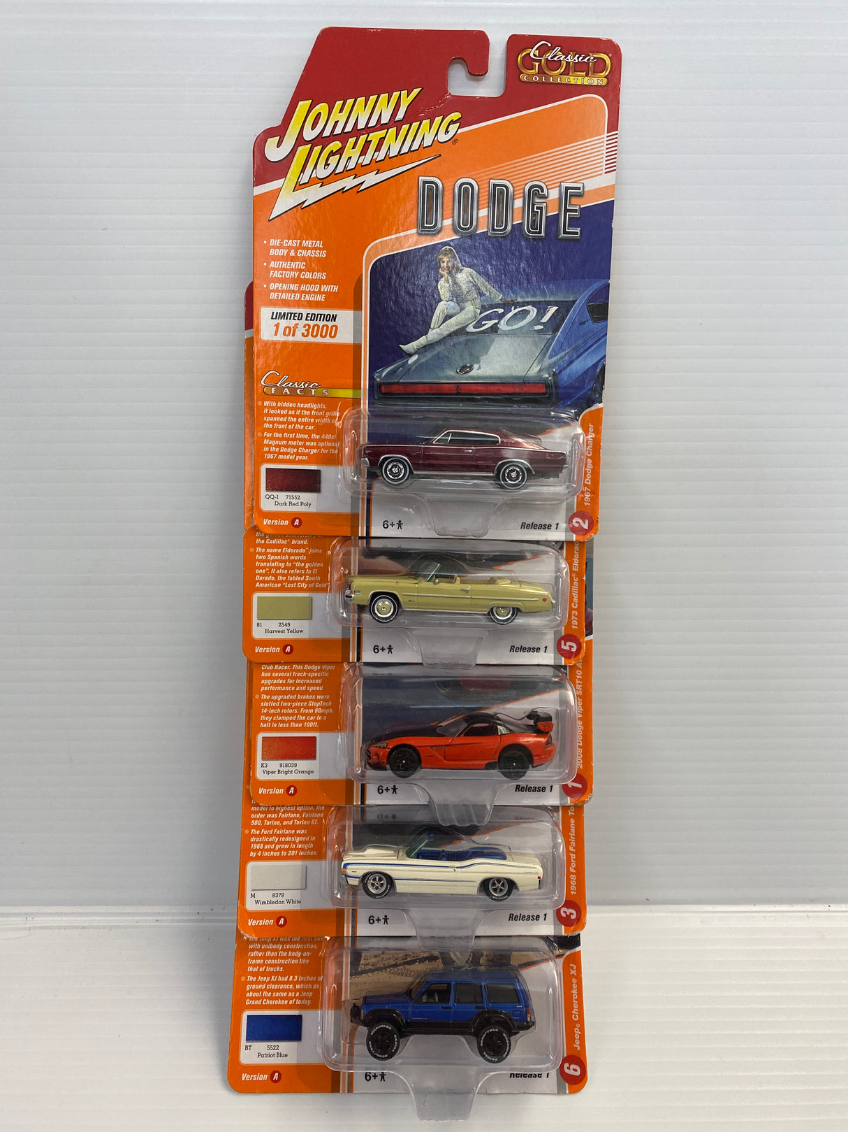 Dodge die-cast car collection set with various models for Johnny Lightning JLCG021-A-1-6